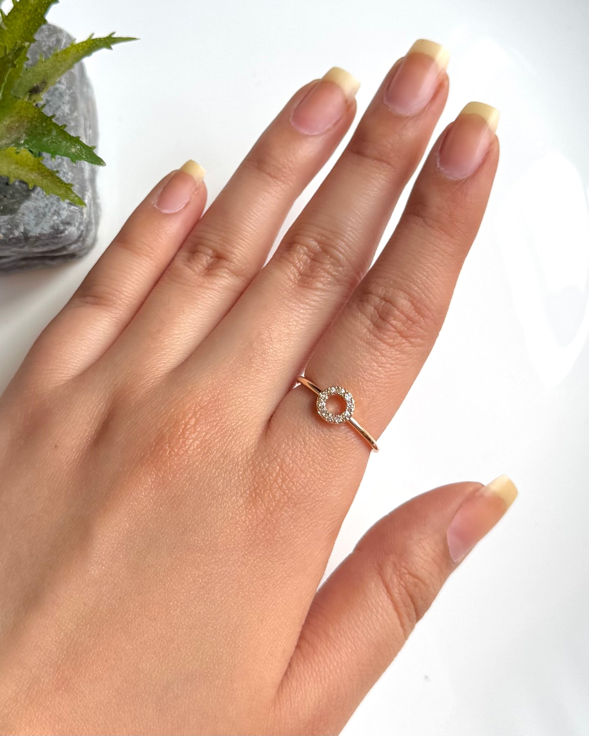 ✨ Gold Open Circle Crystal Ring | Minimalist Geometric Karma Ring ✨