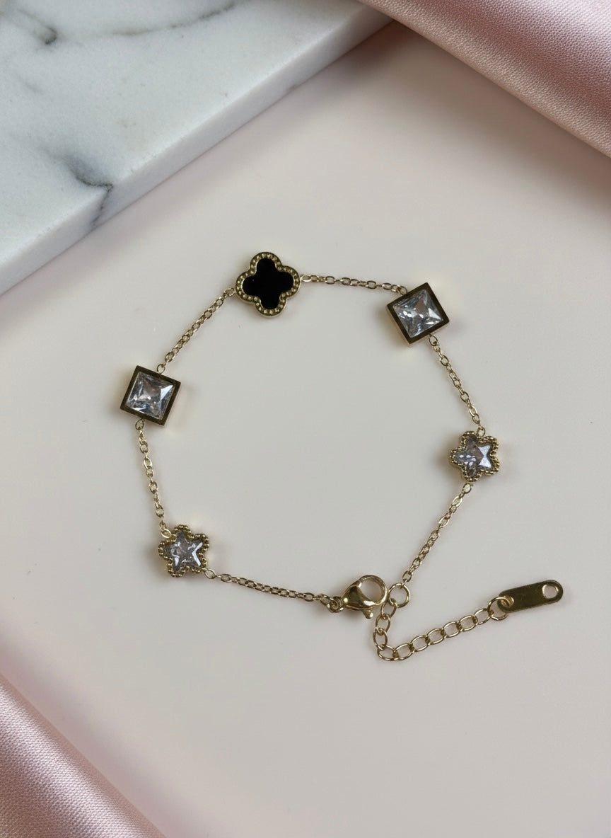 The Midnight Clover Multi-Charm Bracelet 🍀✨