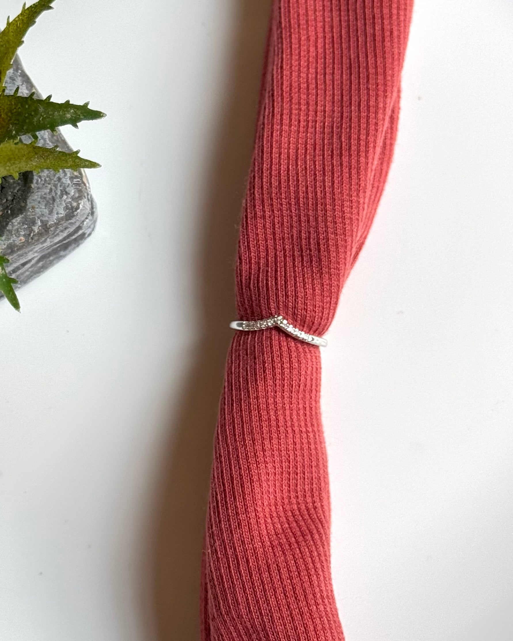 ✨ Silver Chevron Crystal Ring | Dainty V-Shaped Stackable Ring | Minimalist Wishbone Band ✨