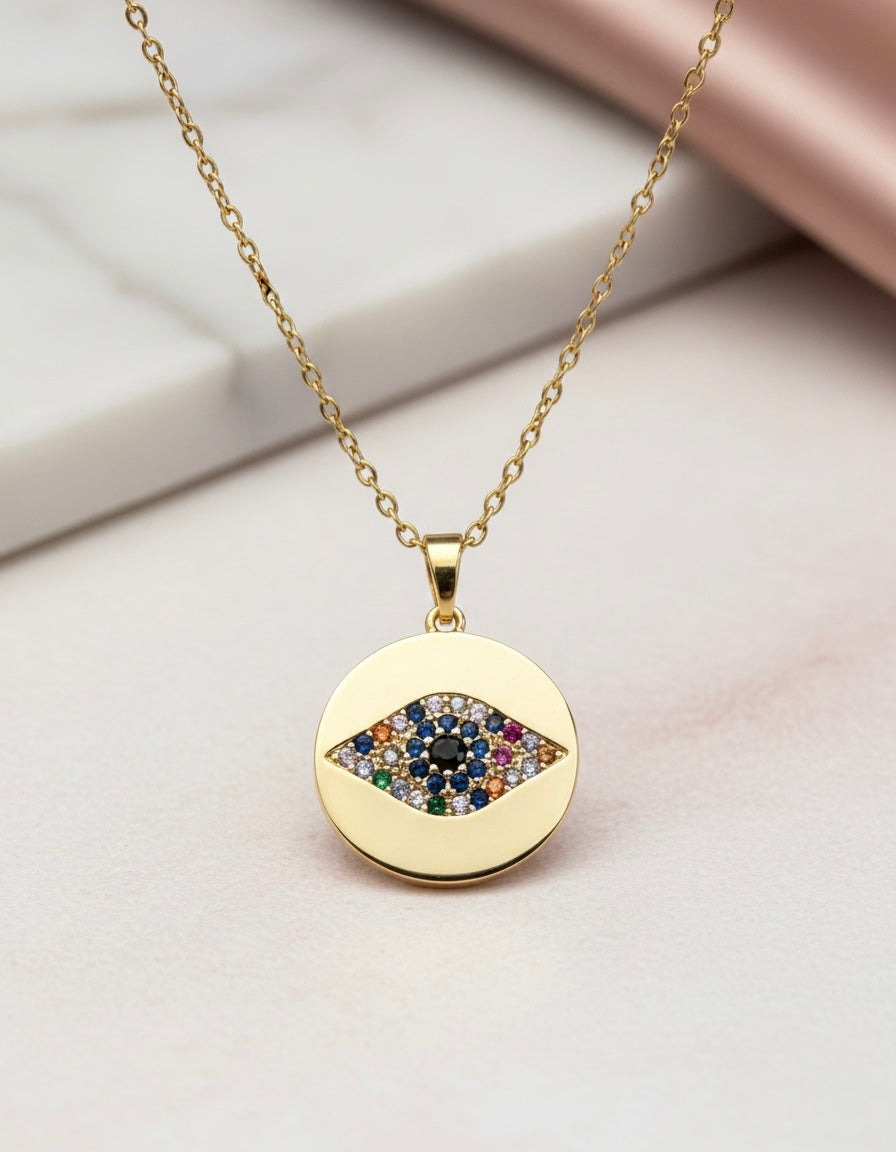 🧿 Evil Eye Necklace & Stud Earrings Set – Protection Meets Style