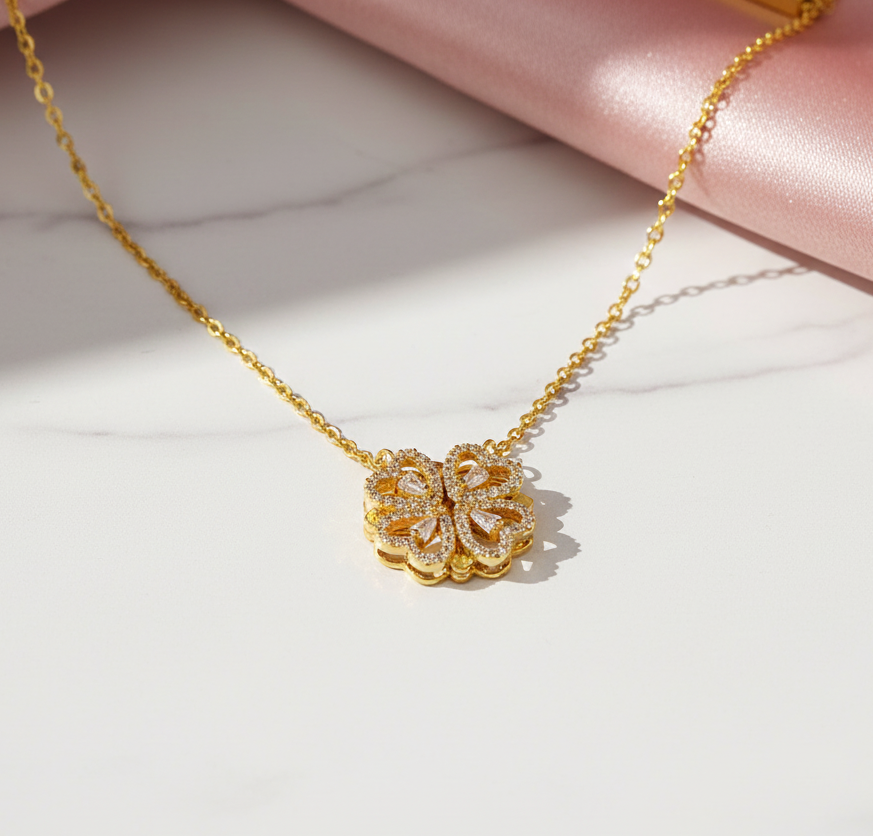 4 Heart Clover Necklace