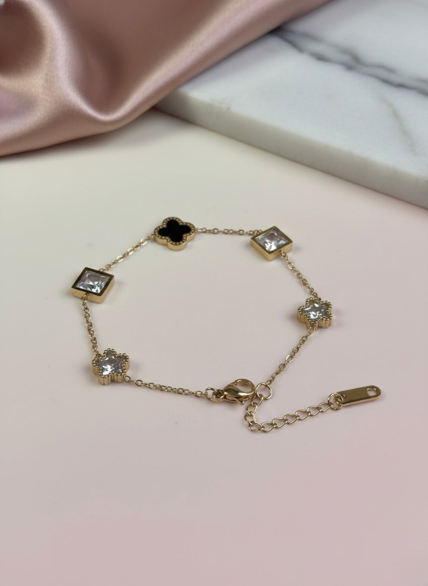 The Midnight Clover Multi-Charm Bracelet 🍀✨