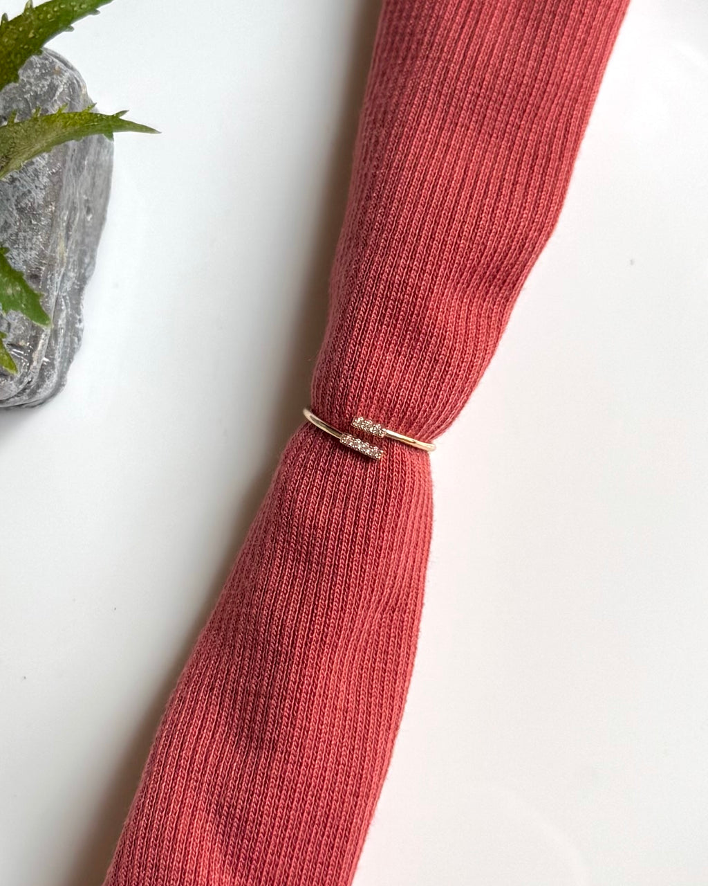 ✨ Gold Parallel Bar Crystal Ring | Minimalist Dainty Open Wrap Ring ✨