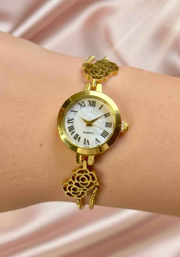Gold Rose Cutout Jewelry Watch 🌹✨