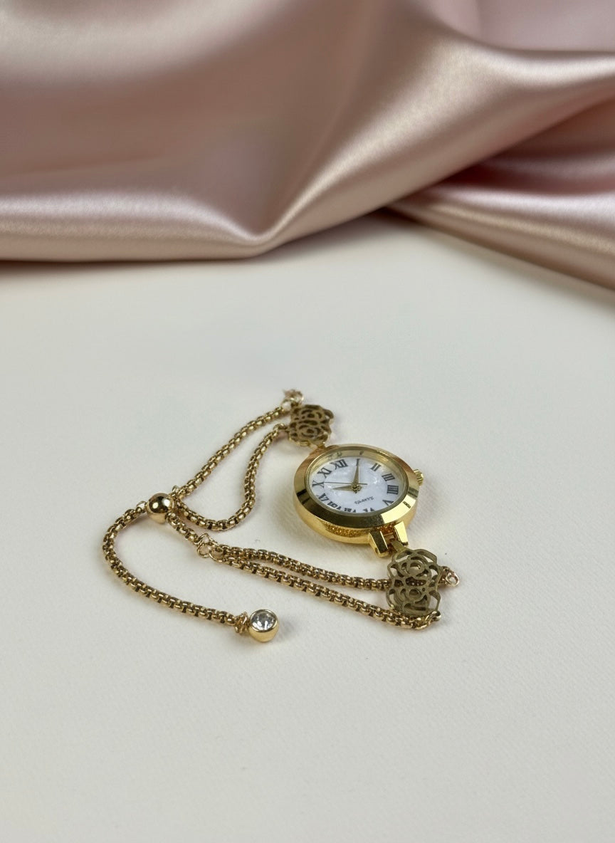 Gold Rose Cutout Jewelry Watch 🌹✨
