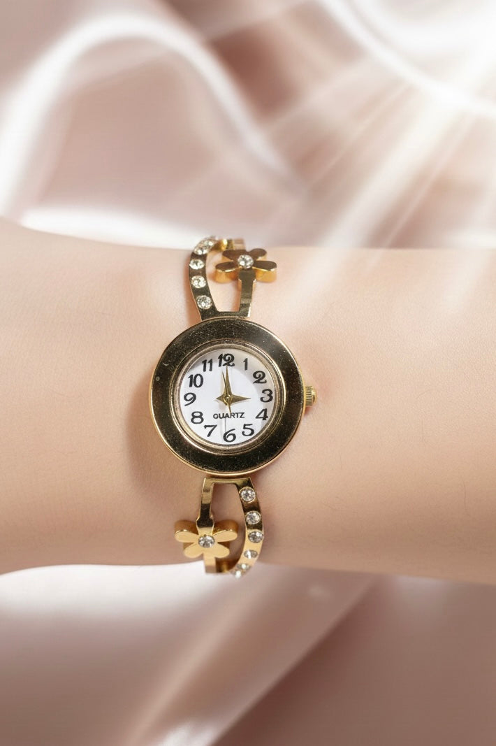 Dainty Floral Gold Bangle Watch 🌸✨