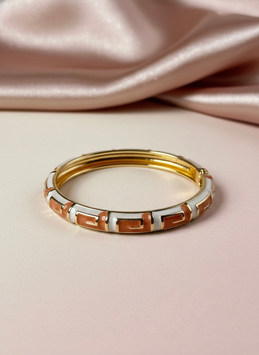 The Mosaic Maze Enamel Bangle 🏛️🧡