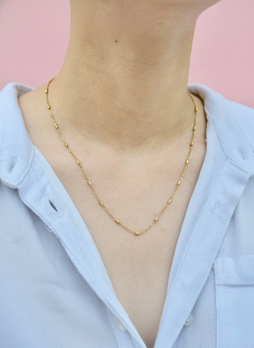 🌼 Beaded Gold Chain 💛 – Anti-Tarnish Minimal Necklace
