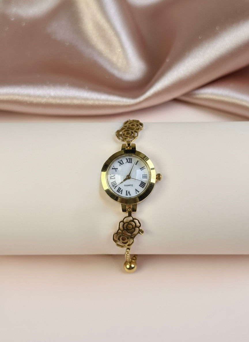Gold Rose Cutout Jewelry Watch 🌹✨