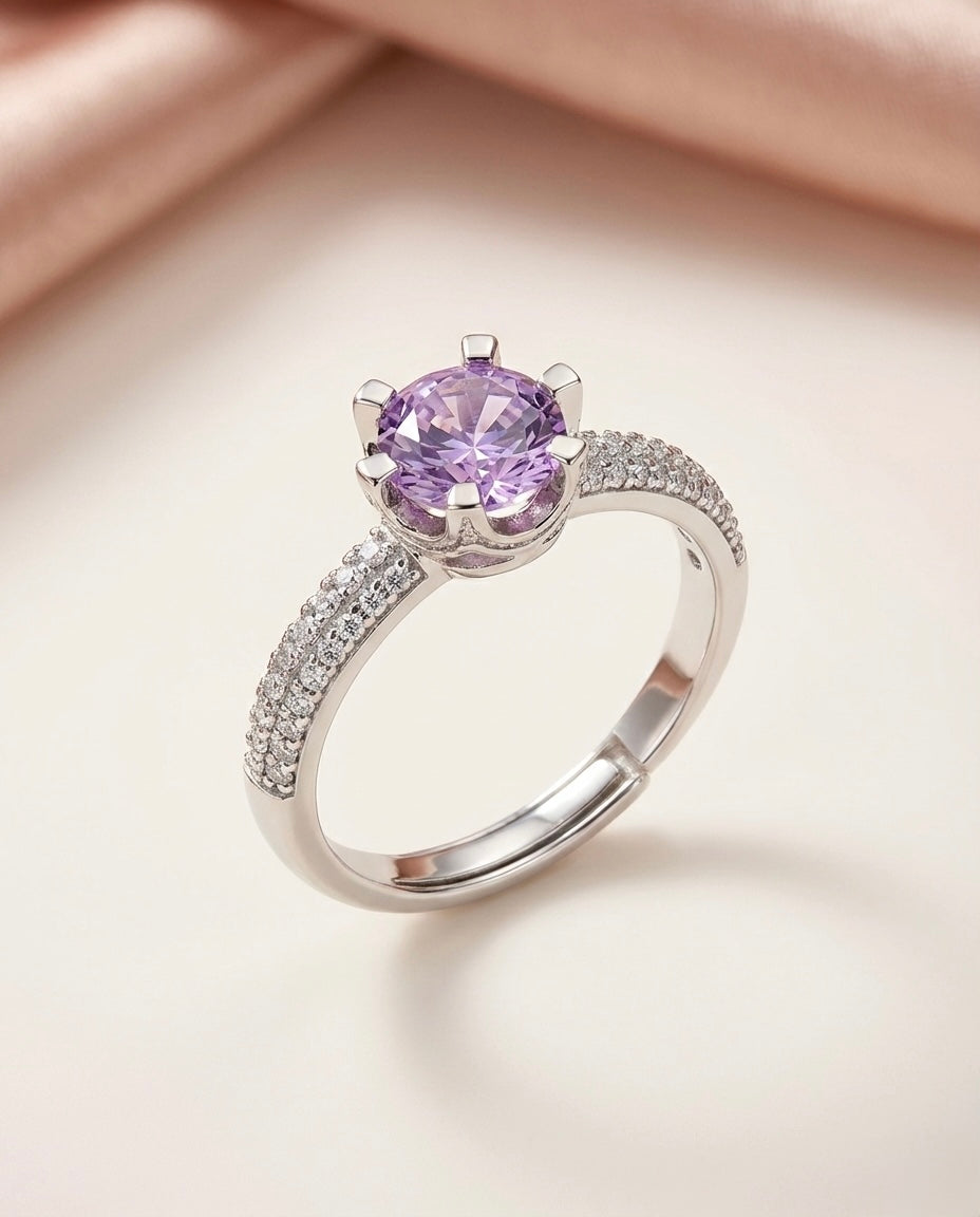 Lavender Crown Solitaire Ring 💍 💜