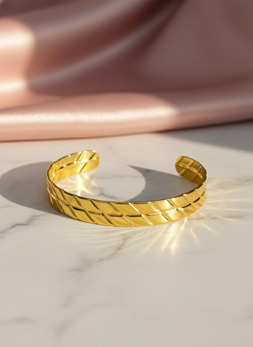 Gold Textured Cuff Bracelet