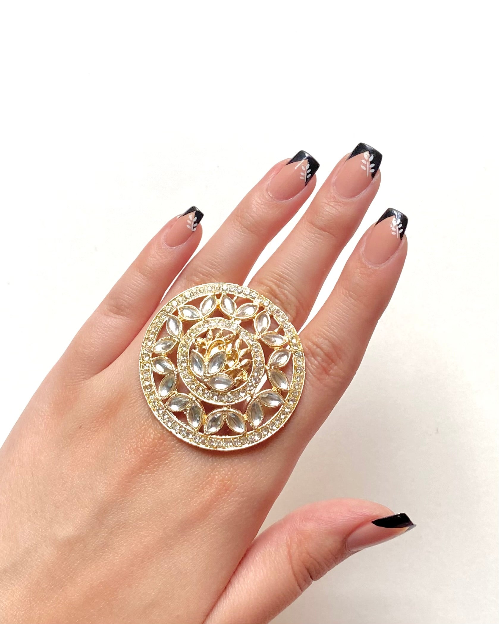 Floral Cocktail Ring – Adjustable