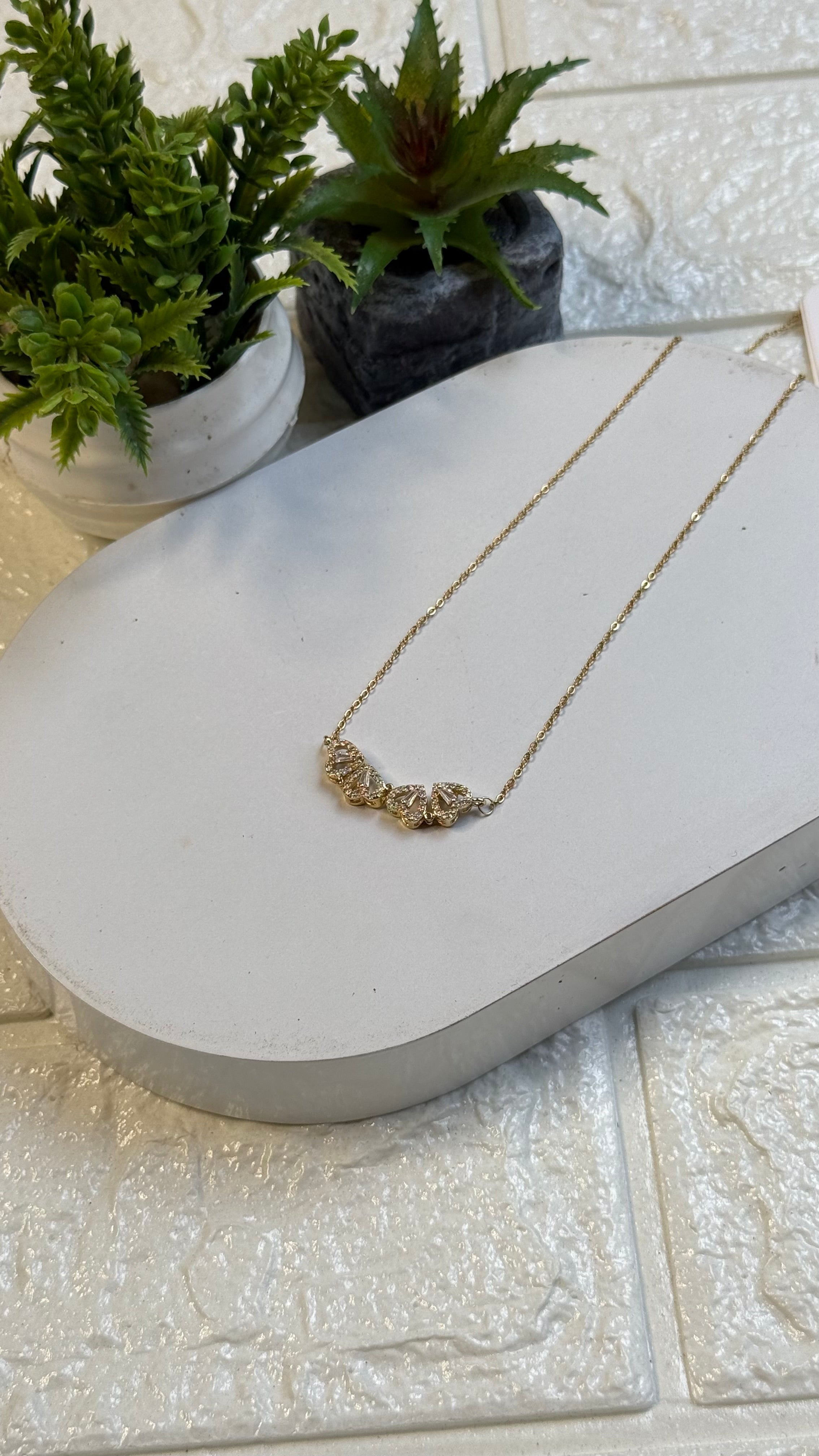 4 Heart Clover Necklace