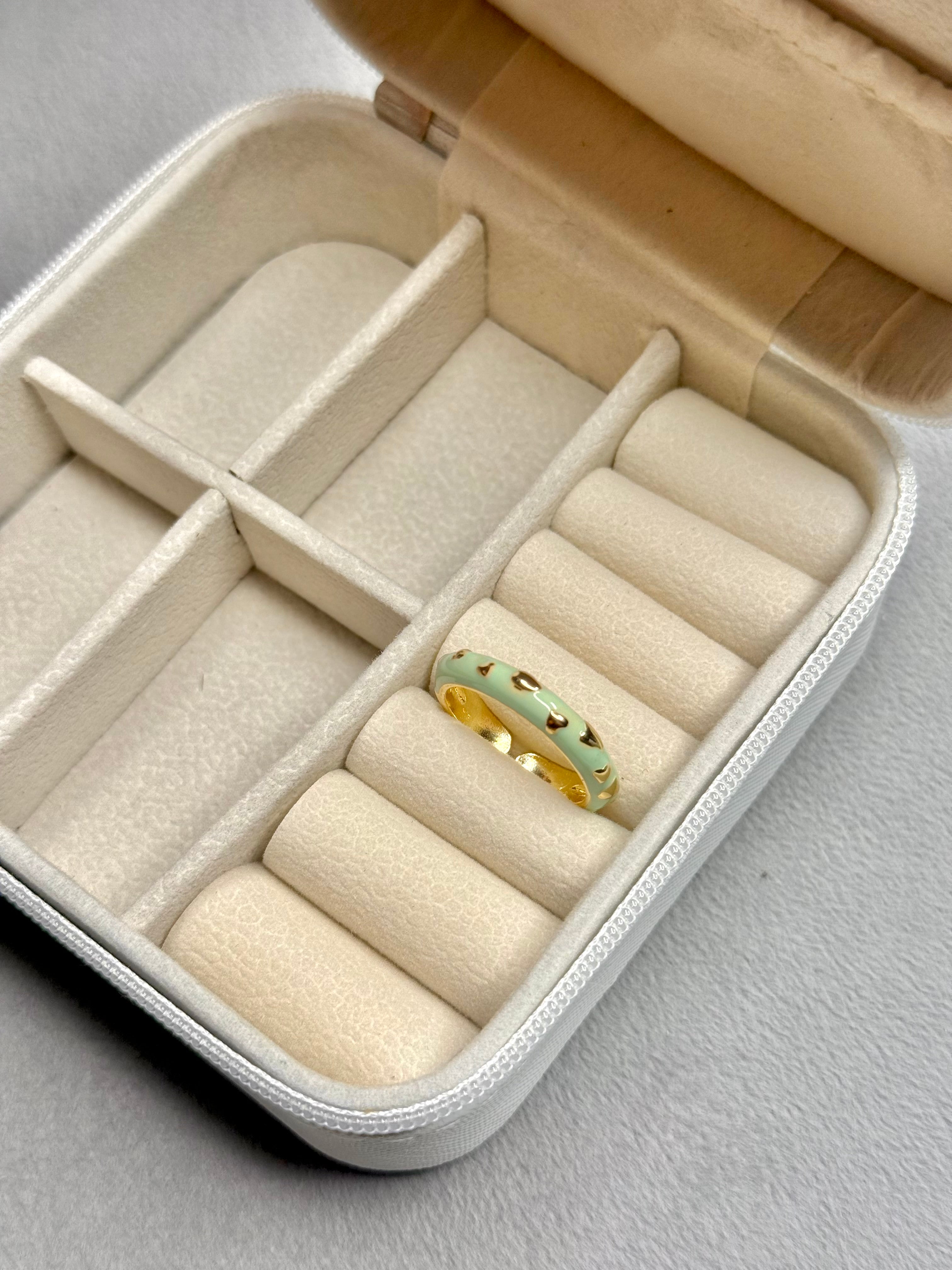 Light Green Enamel Gold Dome Ring – Adjustable